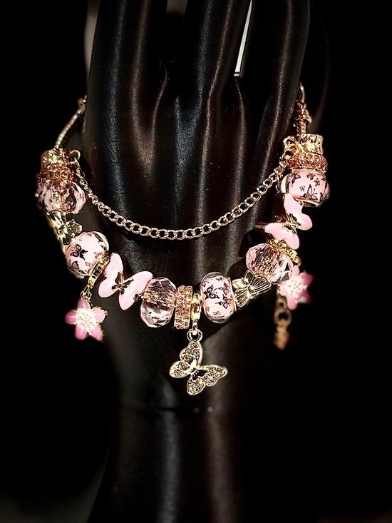Jewelry - Pink Butterfly Charm Bracelet - Women Jewelry